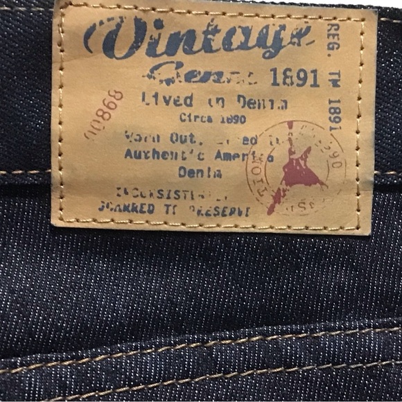NWOT Vintage Genes 1891 Men's Size 34x32 Slim Straight Dark Wash Denim Jeans - Picture 4 of 6